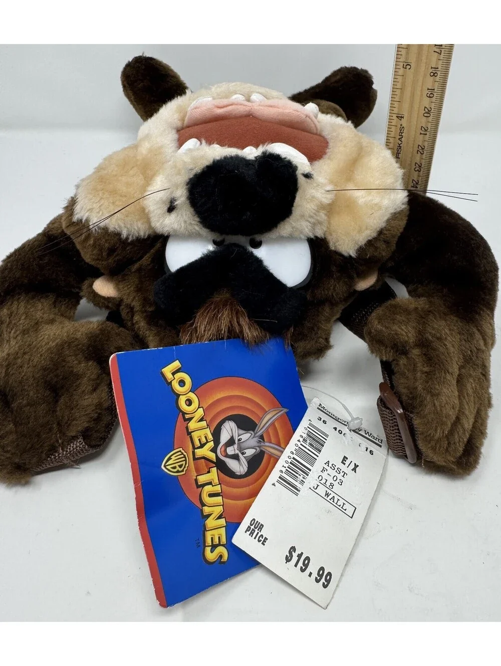 Vintage 1997 Looney Tunes Tasmanian Devil Plush Backpack with Tags